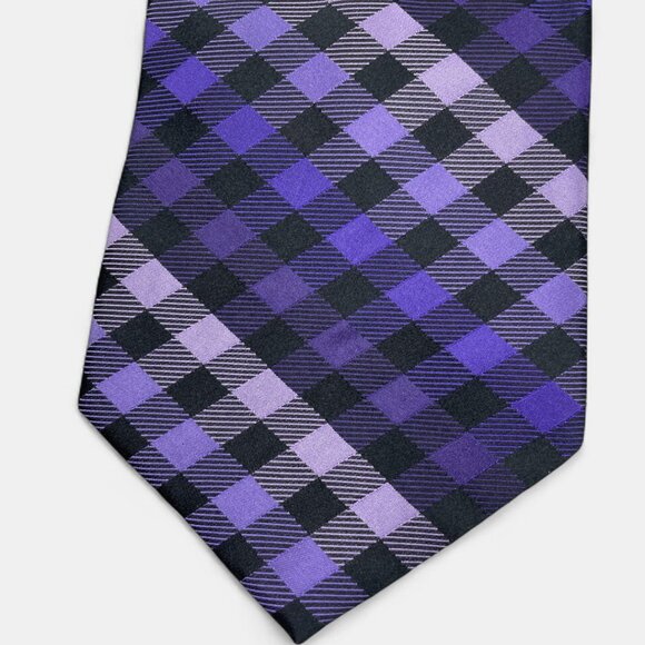 Croft & Barrow Silk Tie Purple Geometric Checker Formal Professional - Picture 1 of 6